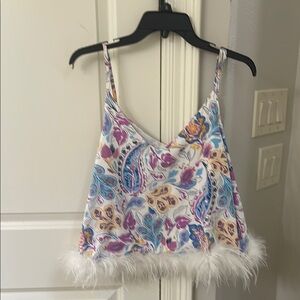 Entro Blue and Pink Sleeveless Embellished Camisole